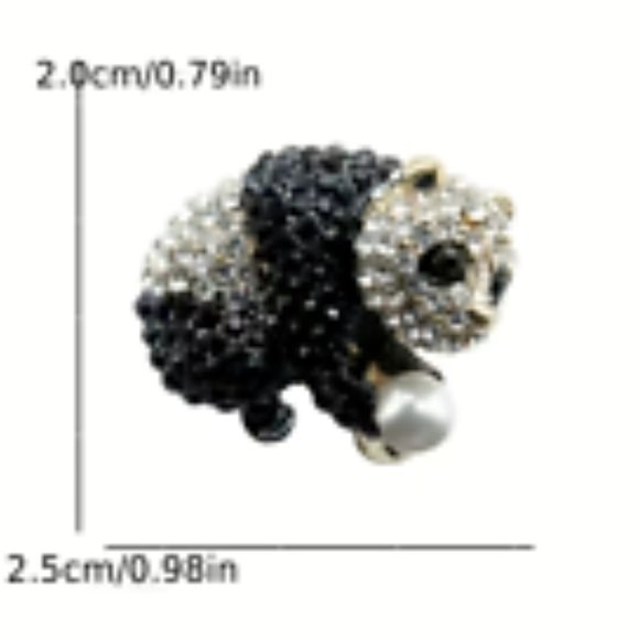Elegant Panda Rhinestone Brooch - Sparkling Crystal Pin for Clothes - Picture 2 of 5